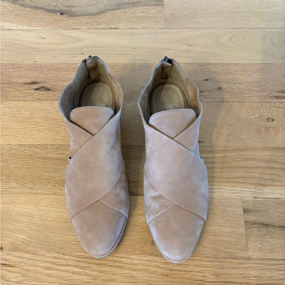 Eileen Fisher Light Taupe Suede Ankle Booties